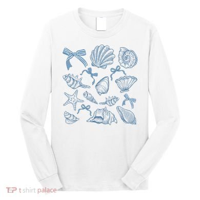 Coquette Seashell  Beach Coastal Retro Summer Vibes Long Sleeve Shirt