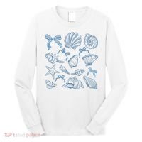 Coquette Seashell  Beach Coastal Retro Summer Vibes Long Sleeve Shirt thumb 0