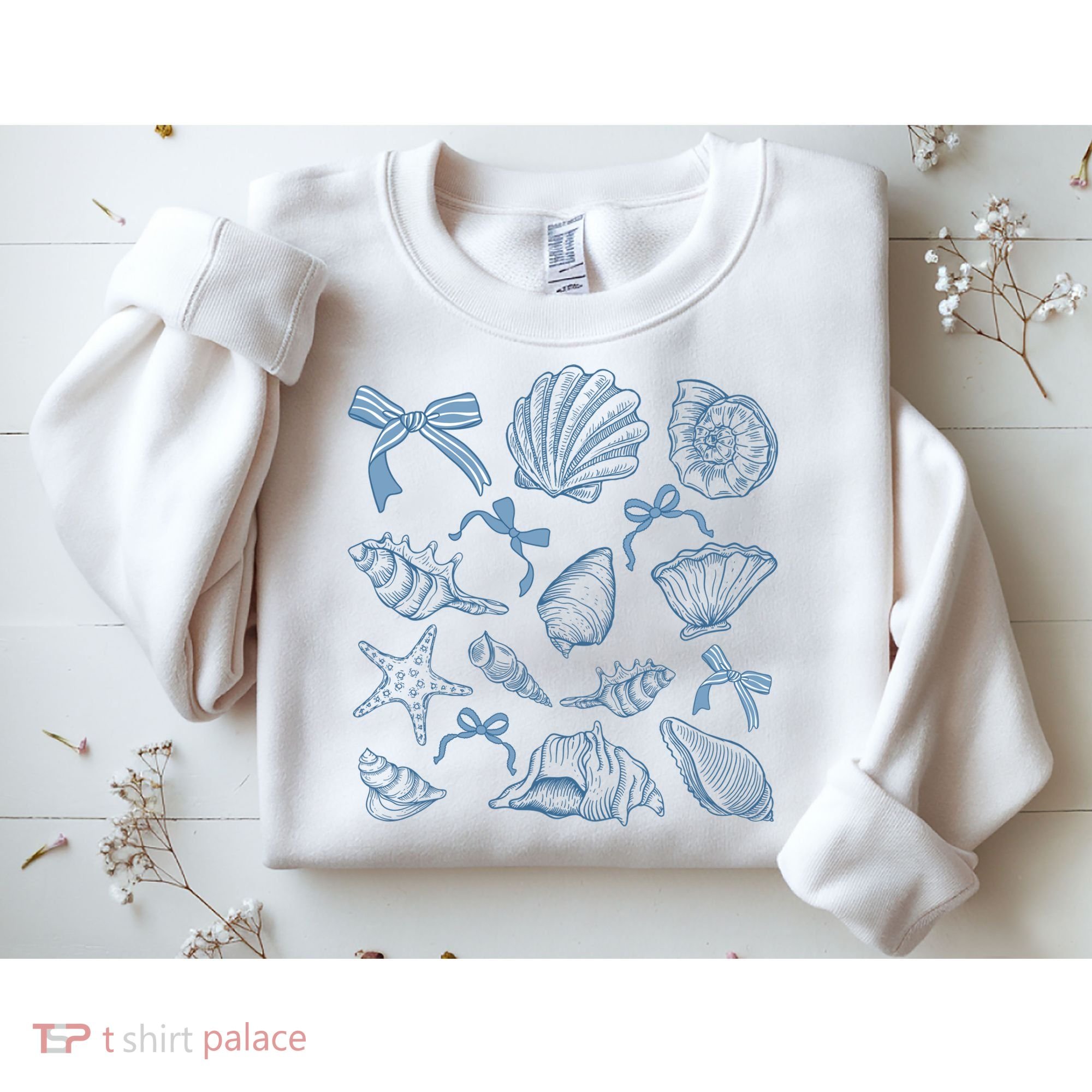 Coquette Seashell  Beach Coastal Retro Summer Vibes Sweatshirt