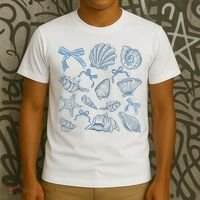 Coquette Seashell  Beach Coastal Retro Summer Vibes T-Shirt thumb 3