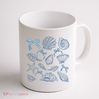 Coquette Seashell  Beach Coastal Retro Summer Vibes Coffee Mug back