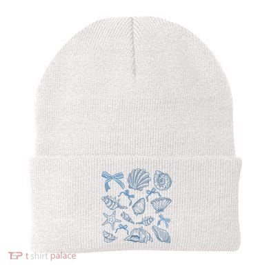 Coquette Seashell  Beach Coastal Retro Summer Vibes Beanie