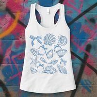 Coquette Seashell  Beach Coastal Retro Summer Vibes Women's Tank Top thumb 3