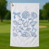 Coquette Seashell  Beach Coastal Retro Summer Vibes Golf Towel thumb 1
