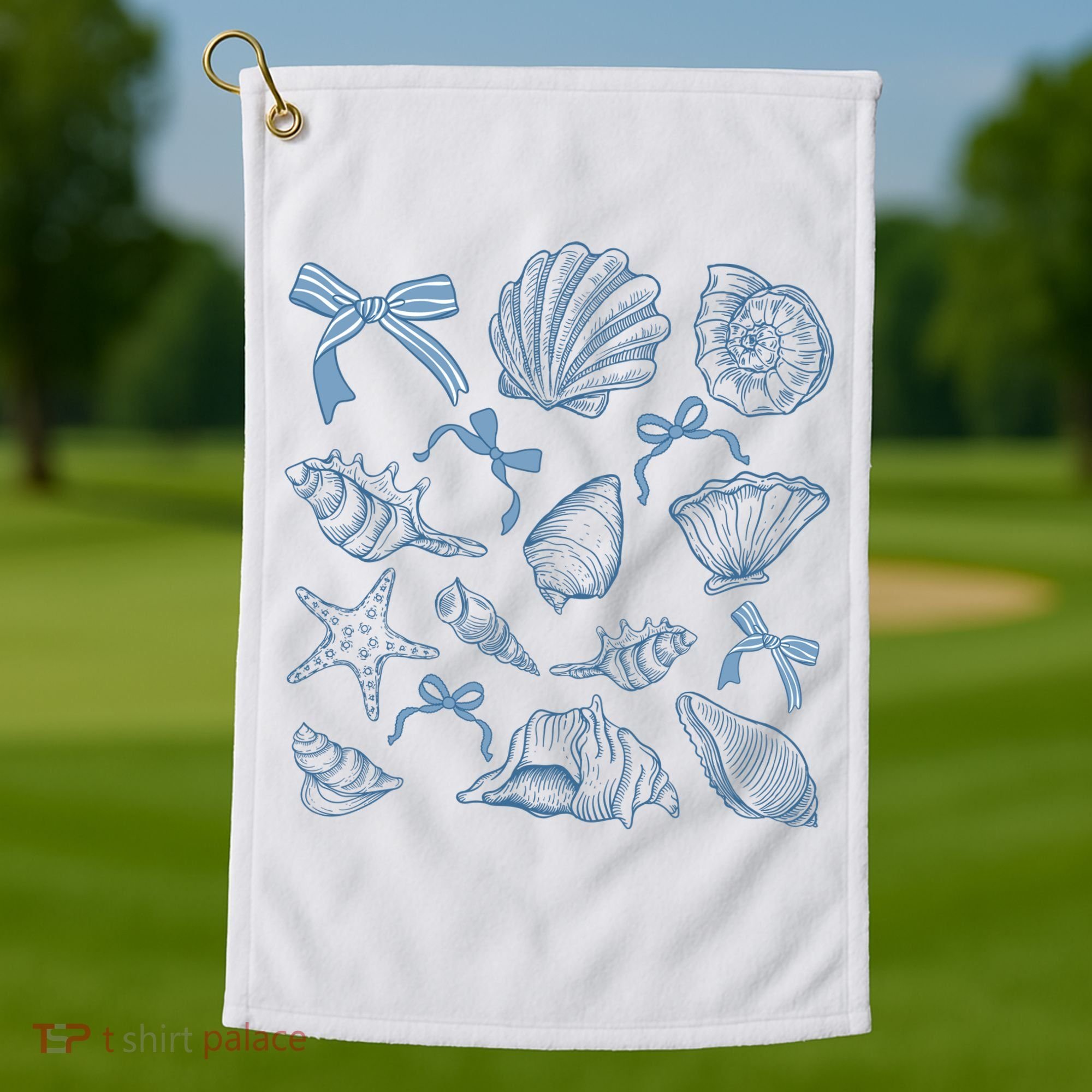 Coquette Seashell  Beach Coastal Retro Summer Vibes Golf Towel