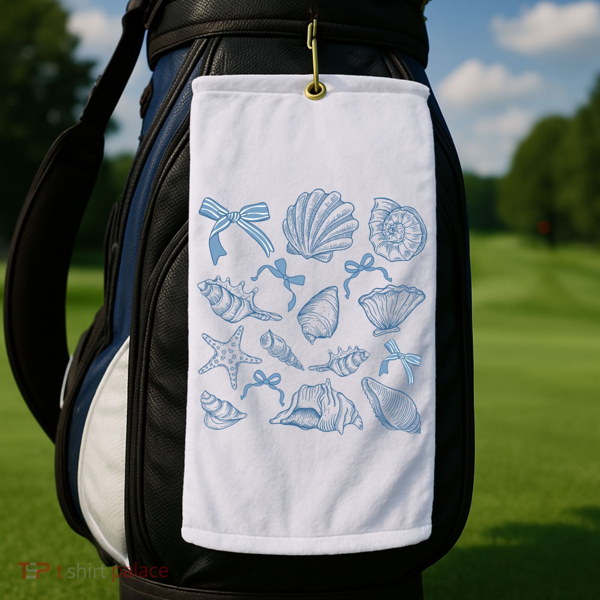 Coquette Seashell  Beach Coastal Retro Summer Vibes Golf Towel