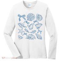 Coquette Seashell  Beach Coastal Retro Summer Vibes Women's Long Sleeve Shirt thumb 0