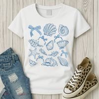 Coquette Seashell  Beach Coastal Retro Summer Vibes Women's T-Shirt thumb 3