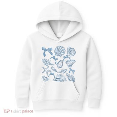 Coquette Seashell  Beach Coastal Retro Summer Vibes Kids Hoodie