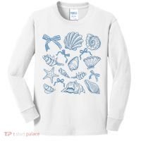 Coquette Seashell  Beach Coastal Retro Summer Vibes Kids Long Sleeve Shirt thumb 0