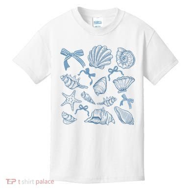 Coquette Seashell  Beach Coastal Retro Summer Vibes Kids T-Shirt