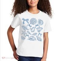 Coquette Seashell  Beach Coastal Retro Summer Vibes Kids T-Shirt thumb 2