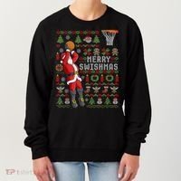 Cool Santa Basketball Merry Swishmas Women's Sweatshirt thumb 0
