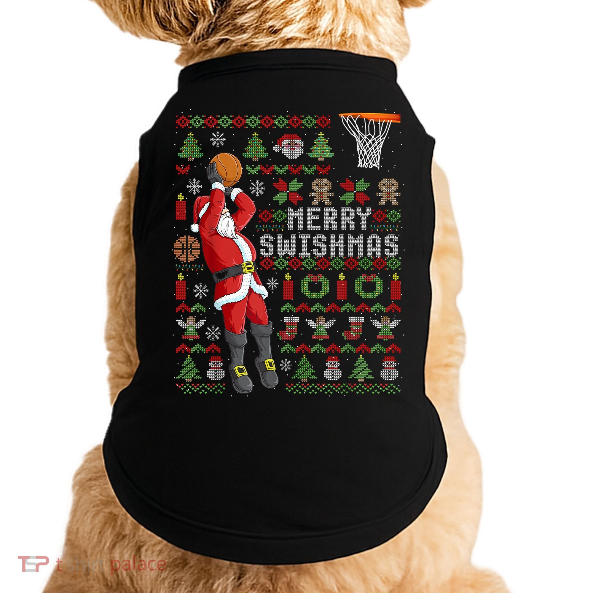 Cool Santa Basketball Merry Swishmas Doggie Tank