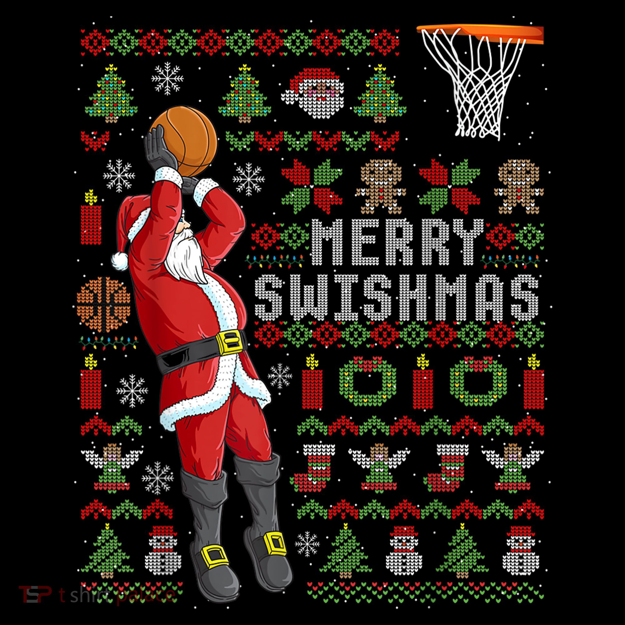 Cool Santa Basketball Merry Swishmas Women's Hoodie