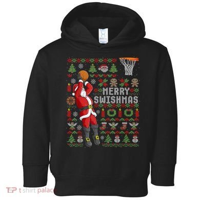 Cool Santa Basketball Merry Swishmas Toddler Hoodie