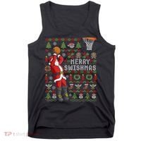 Cool Santa Basketball Merry Swishmas Tank Top thumb 0