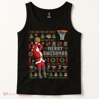 Cool Santa Basketball Merry Swishmas Tank Top thumb 2