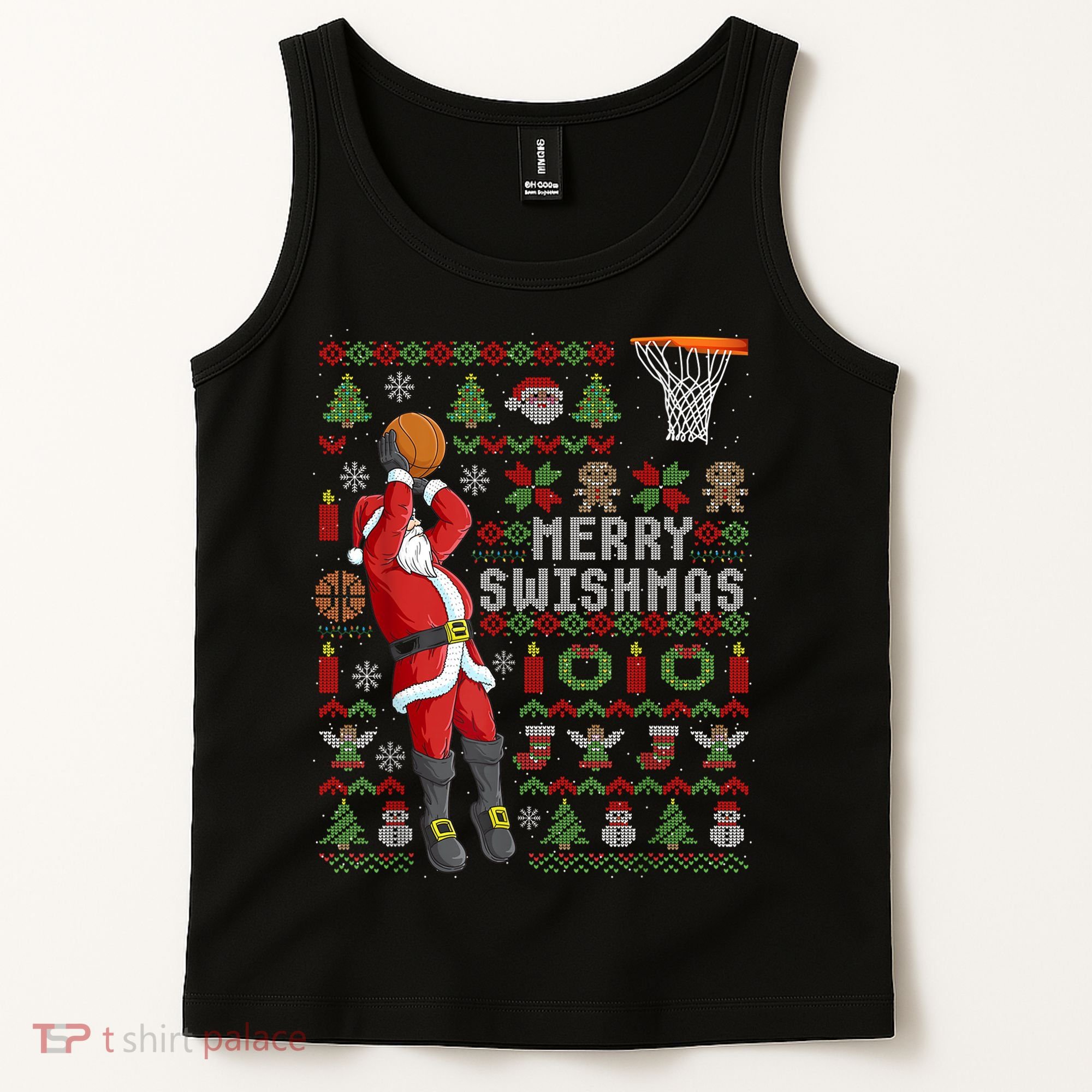 Cool Santa Basketball Merry Swishmas Tank Top