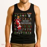 Cool Santa Basketball Merry Swishmas Tank Top thumb 3