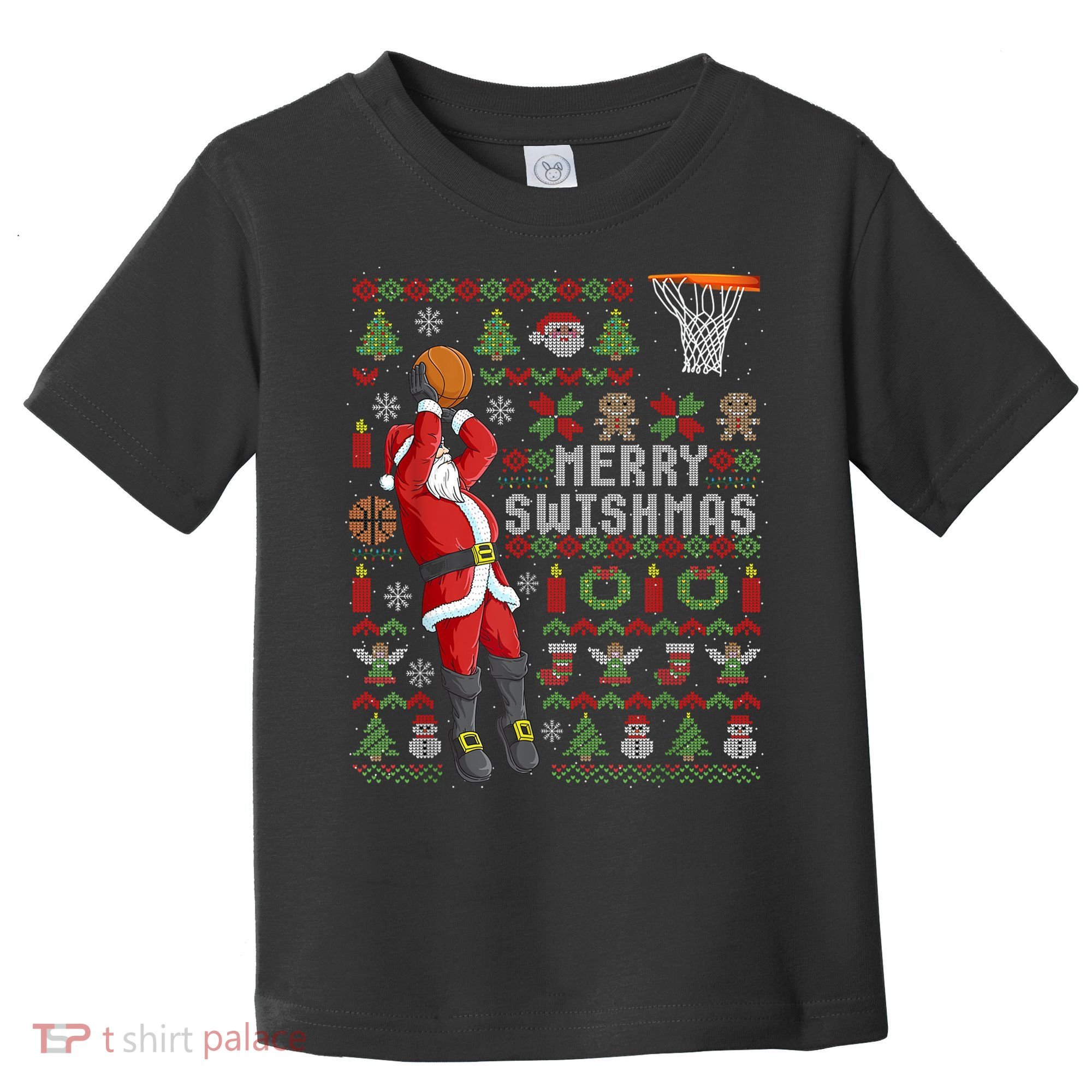 Cool Santa Basketball Merry Swishmas Toddler T-Shirt