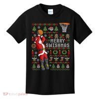 Cool Santa Basketball Merry Swishmas Kids T-Shirt thumb 0