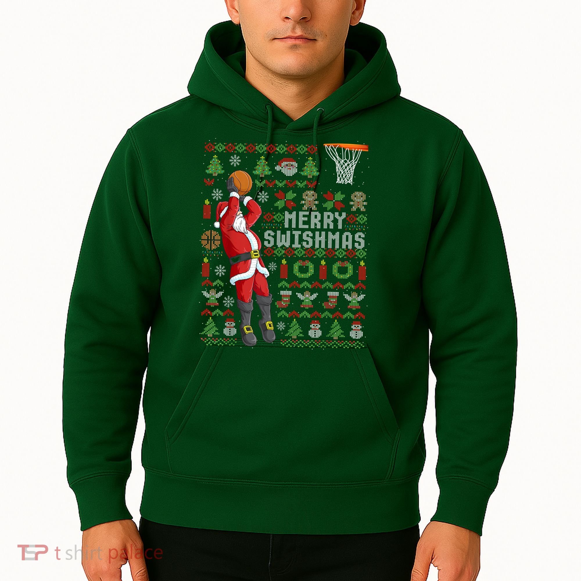 Cool Santa Basketball Merry Swishmas Hoodie
