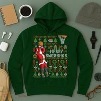 Cool Santa Basketball Merry Swishmas Hoodie thumb 3