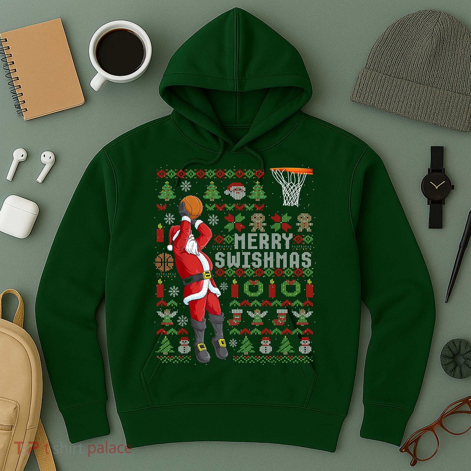 Cool Santa Basketball Merry Swishmas Hoodie