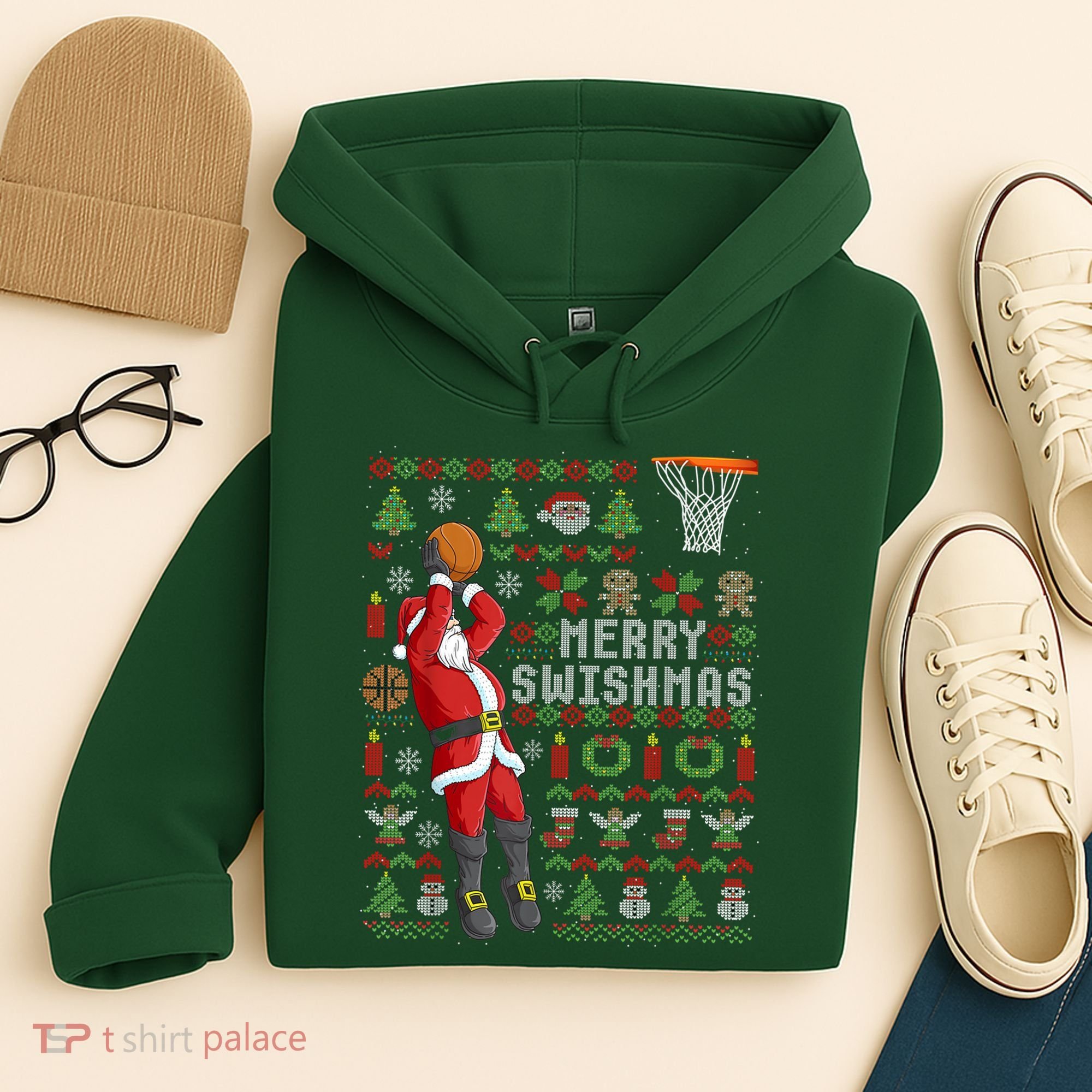 Cool Santa Basketball Merry Swishmas Hoodie