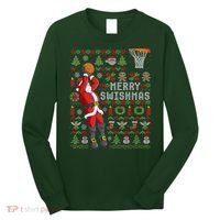 Cool Santa Basketball Merry Swishmas Long Sleeve Shirt thumb 0