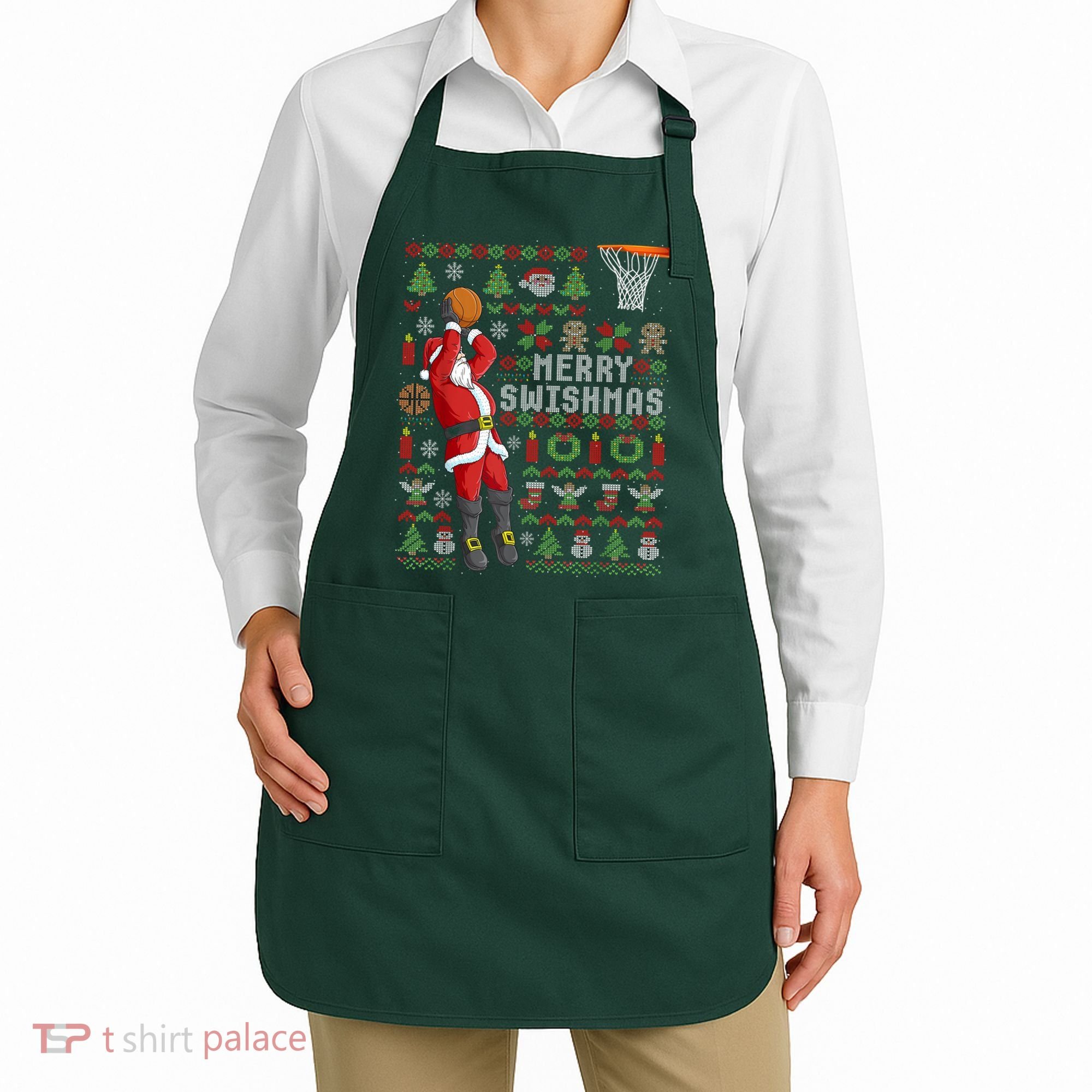 Cool Santa Basketball Merry Swishmas Apron