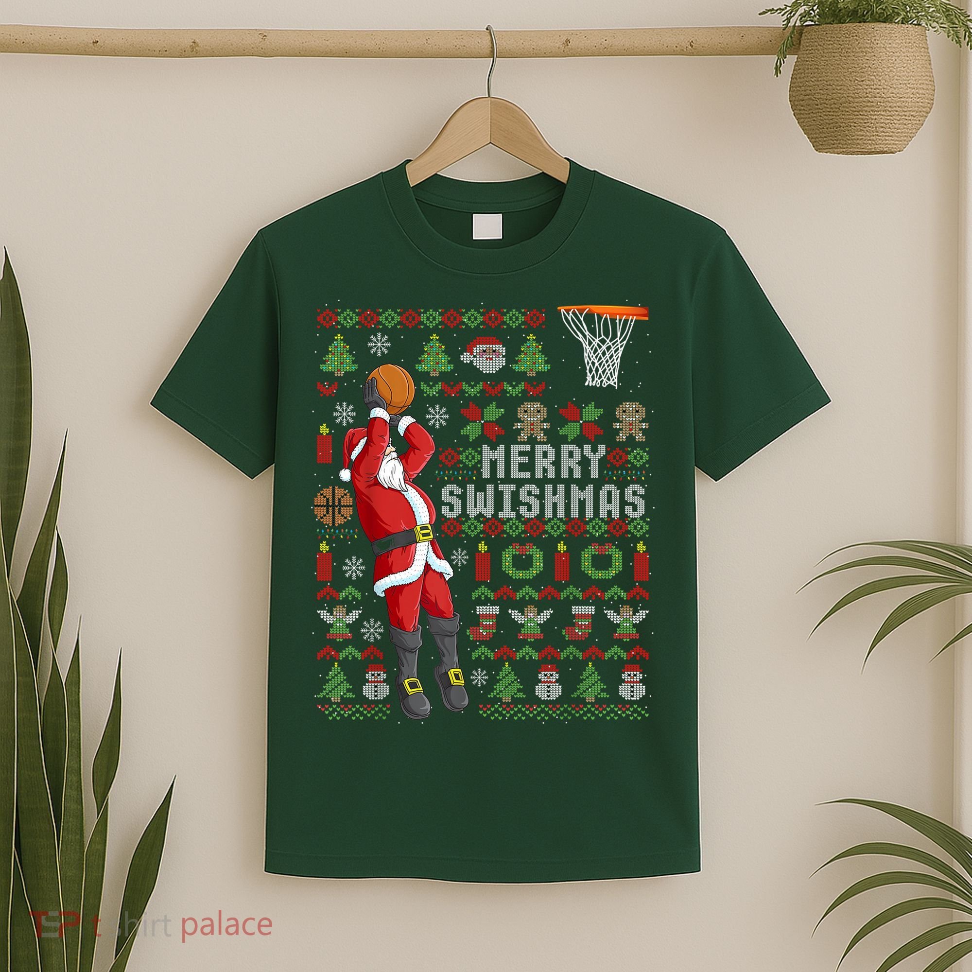 Cool Santa Basketball Merry Swishmas T-Shirt