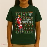 Cool Santa Basketball Merry Swishmas T-Shirt thumb 4