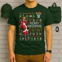 Cool Santa Basketball Merry Swishmas T-Shirt thumb 6