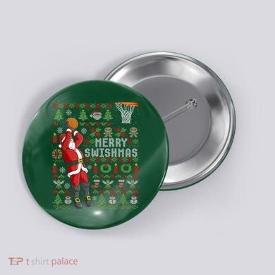 Cool Santa Basketball Merry Swishmas Button