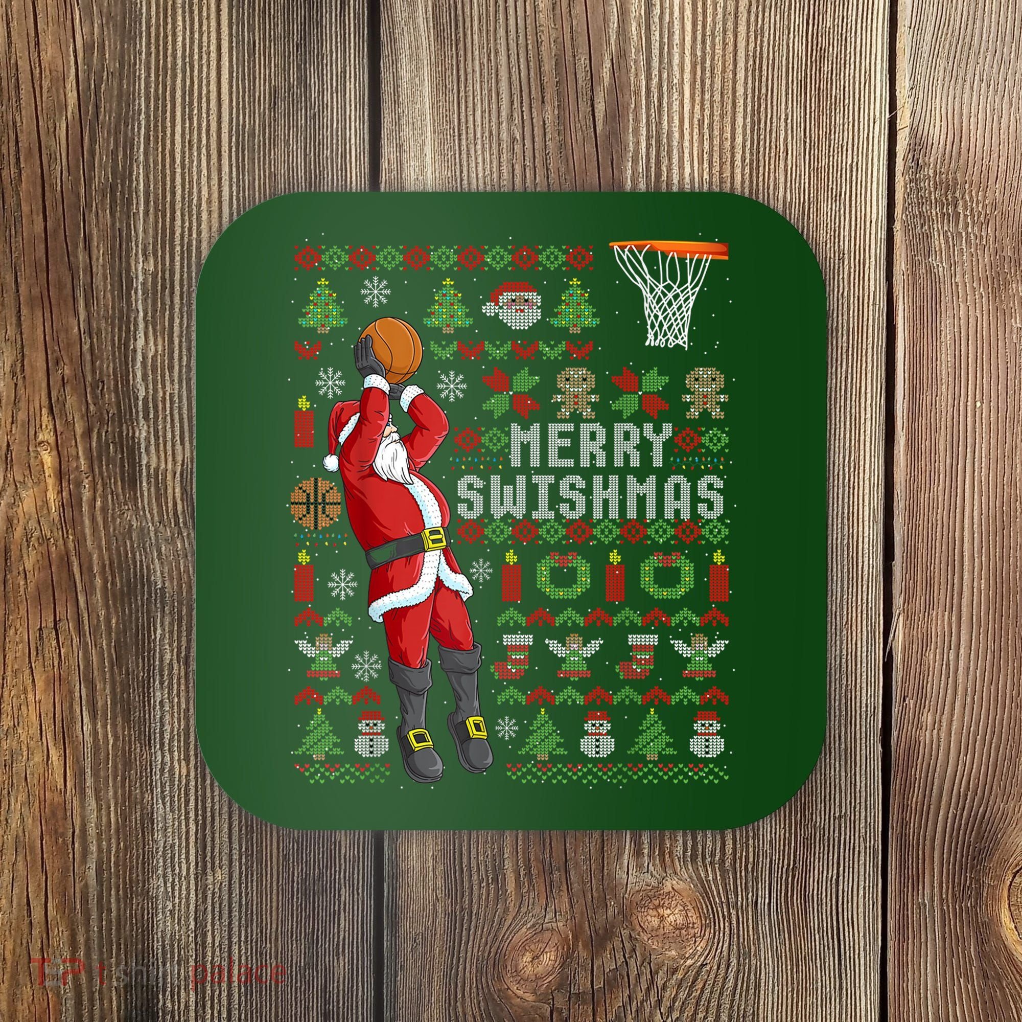 Cool Santa Basketball Merry Swishmas Coaster