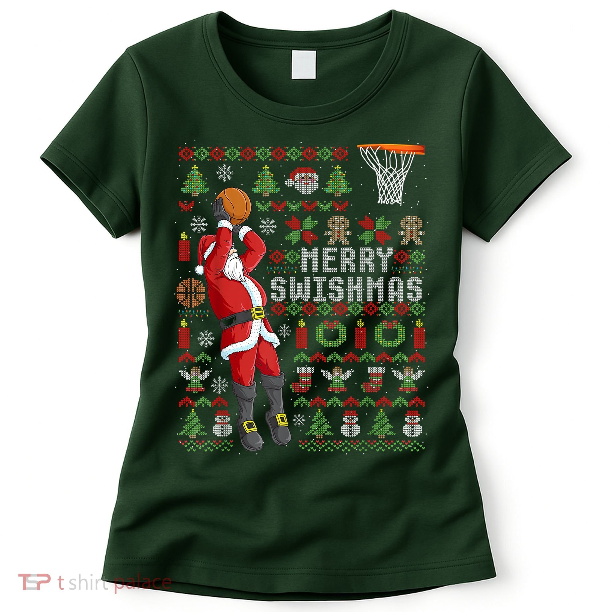Cool Santa Basketball Merry Swishmas Women's T-Shirt