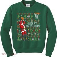 Cool Santa Basketball Merry Swishmas Kids Sweatshirt thumb 0
