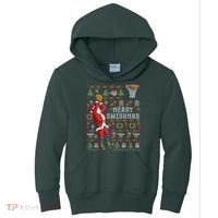 Cool Santa Basketball Merry Swishmas Kids Hoodie thumb 0
