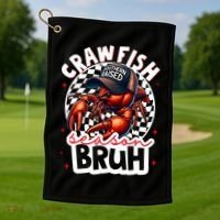 Crawfish Season Bruh Crawfish Hat Boy Funny Seafood Festival Golf Towel thumb 1