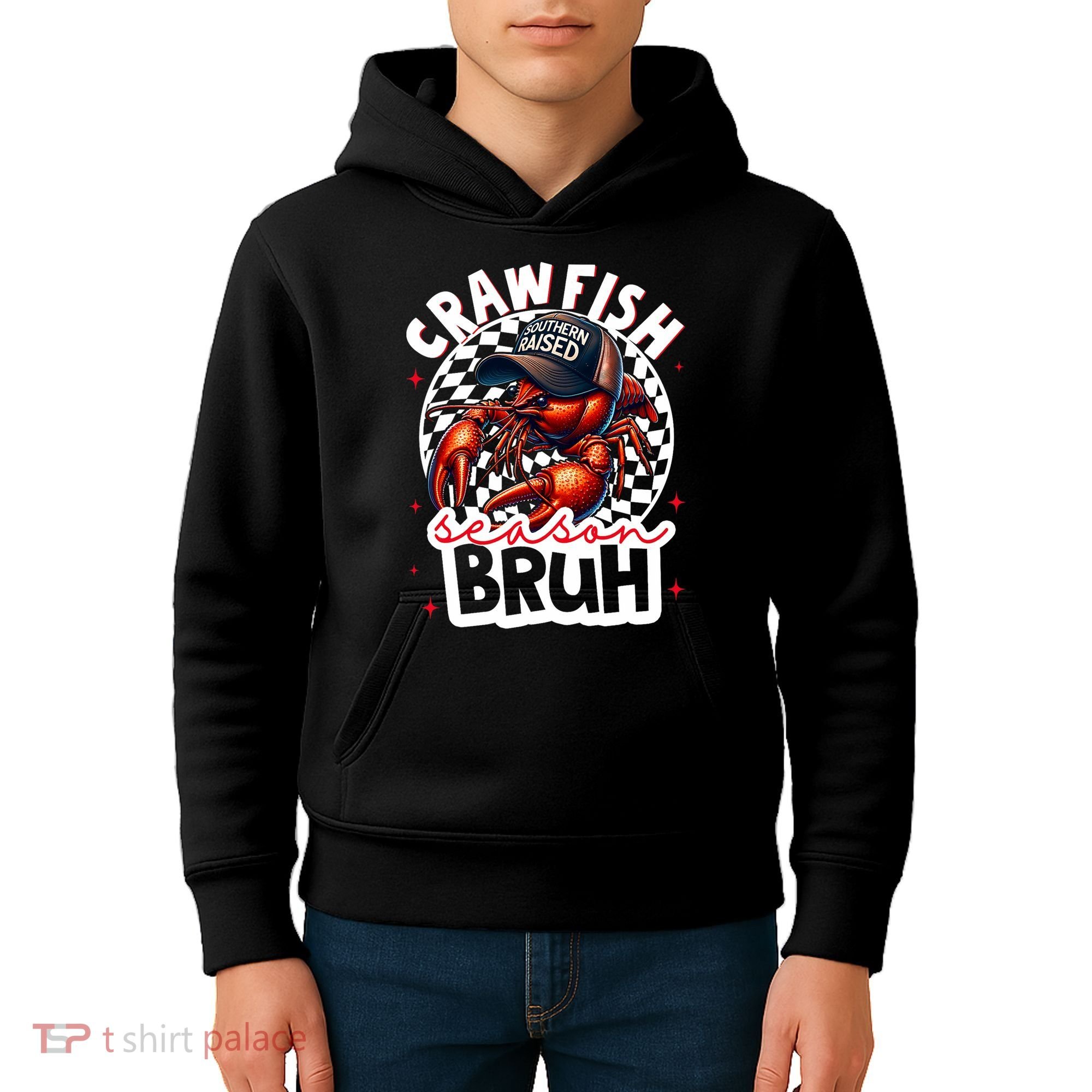 Crawfish Season Bruh Crawfish Hat Boy Funny Seafood Festival Kids Hoodie