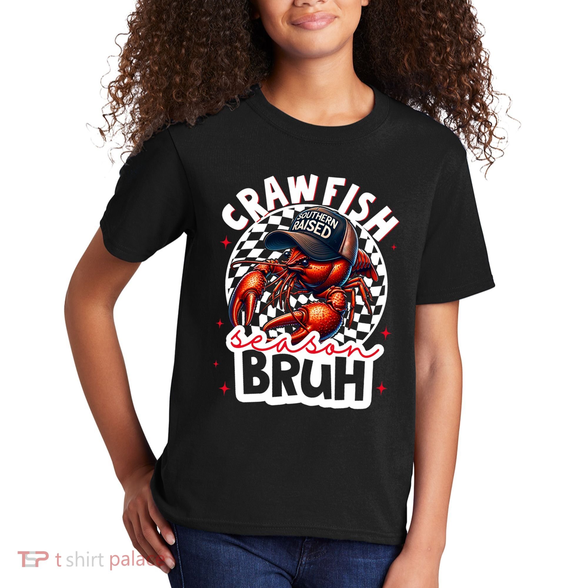 Crawfish Season Bruh Crawfish Hat Boy Funny Seafood Festival Kids T-Shirt
