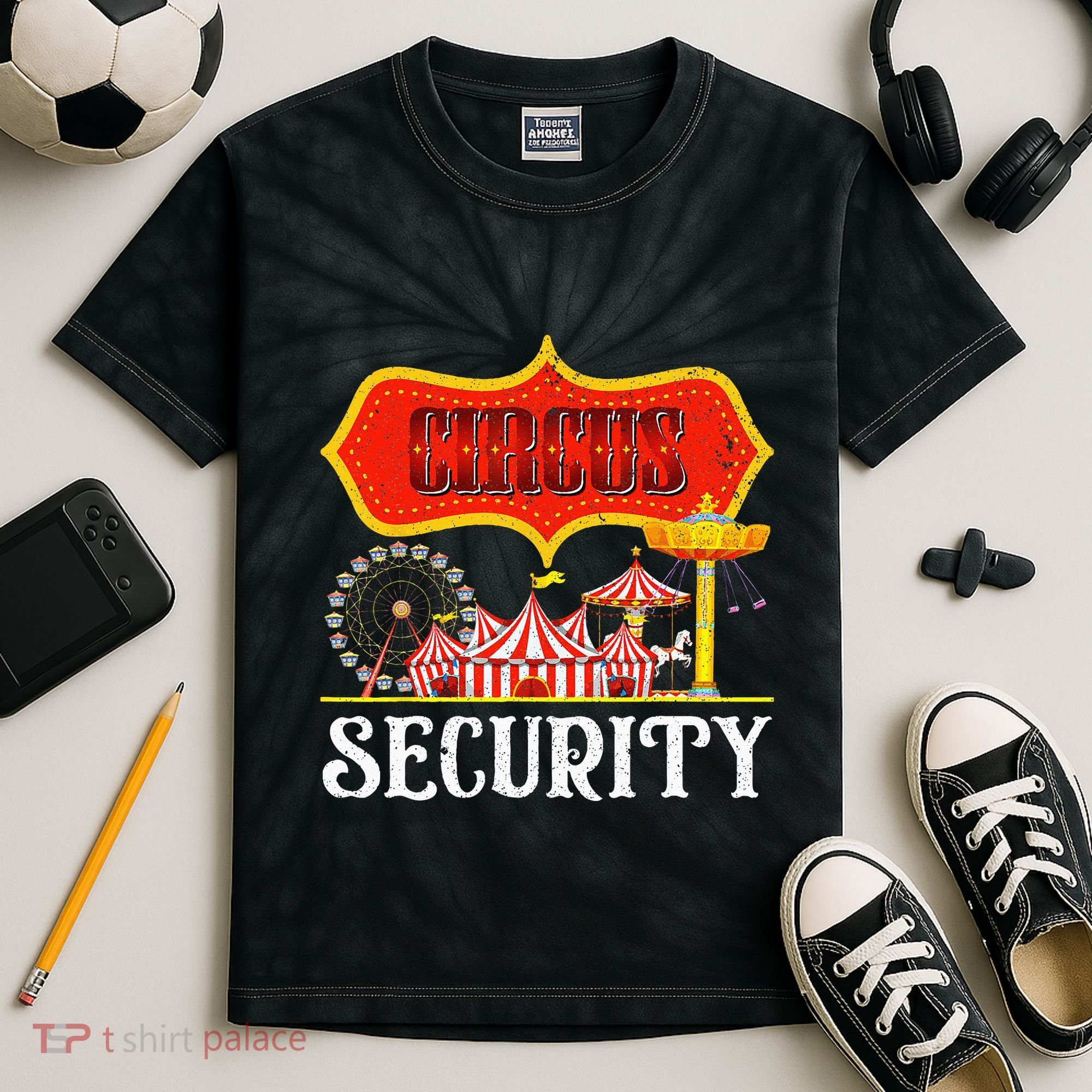 Circus Security Carnival Costume Carny Event Staff Circus Kids Tie-Dye T-Shirt