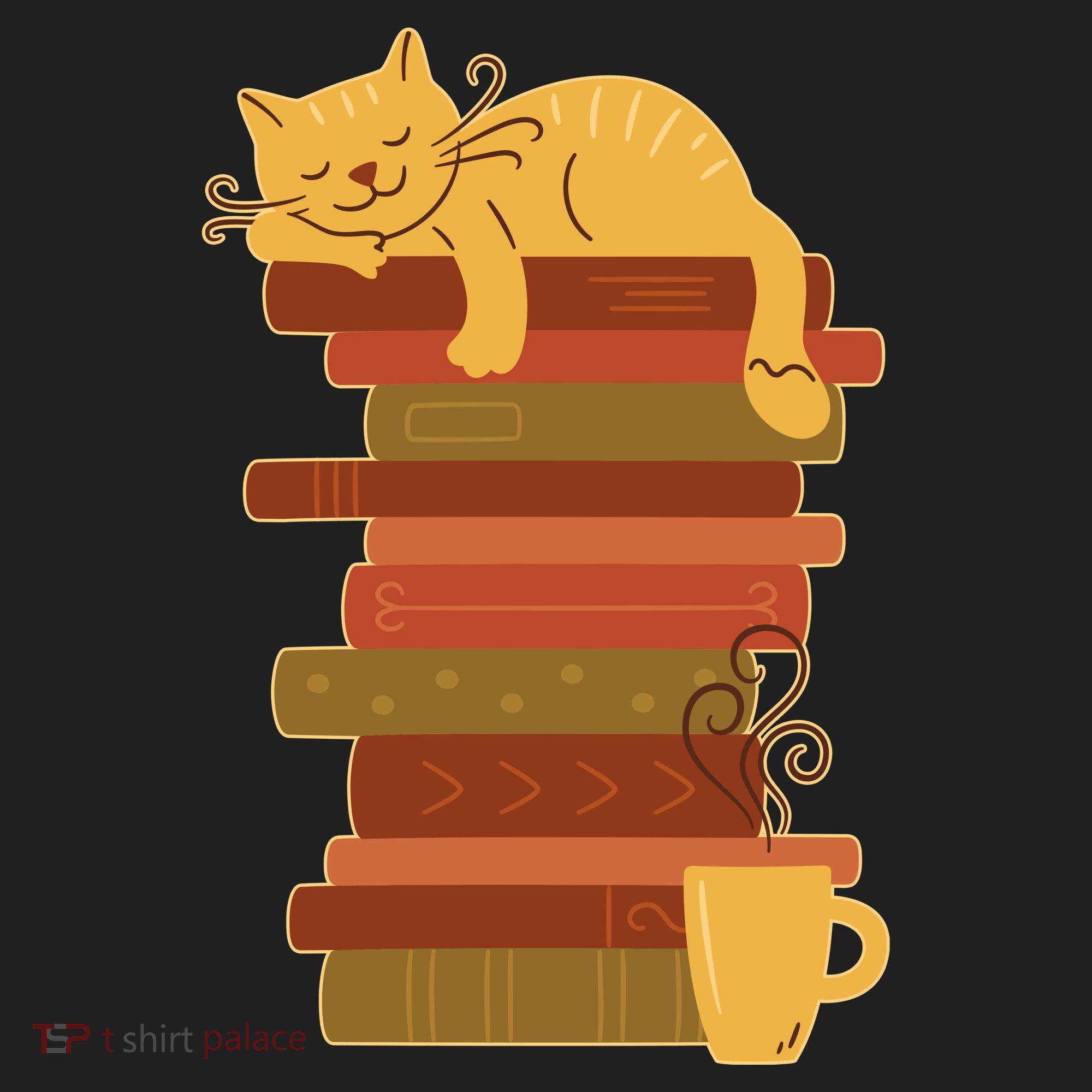 Cute Sleepy Cat On Book Stack And Coffee Tea Women's Sweatshirt