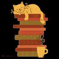 Cute Sleepy Cat On Book Stack And Coffee Tea Tank Top thumb 6