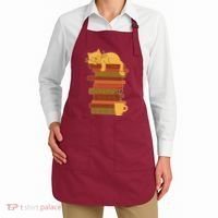Cute Sleepy Cat On Book Stack And Coffee Tea Apron thumb 2