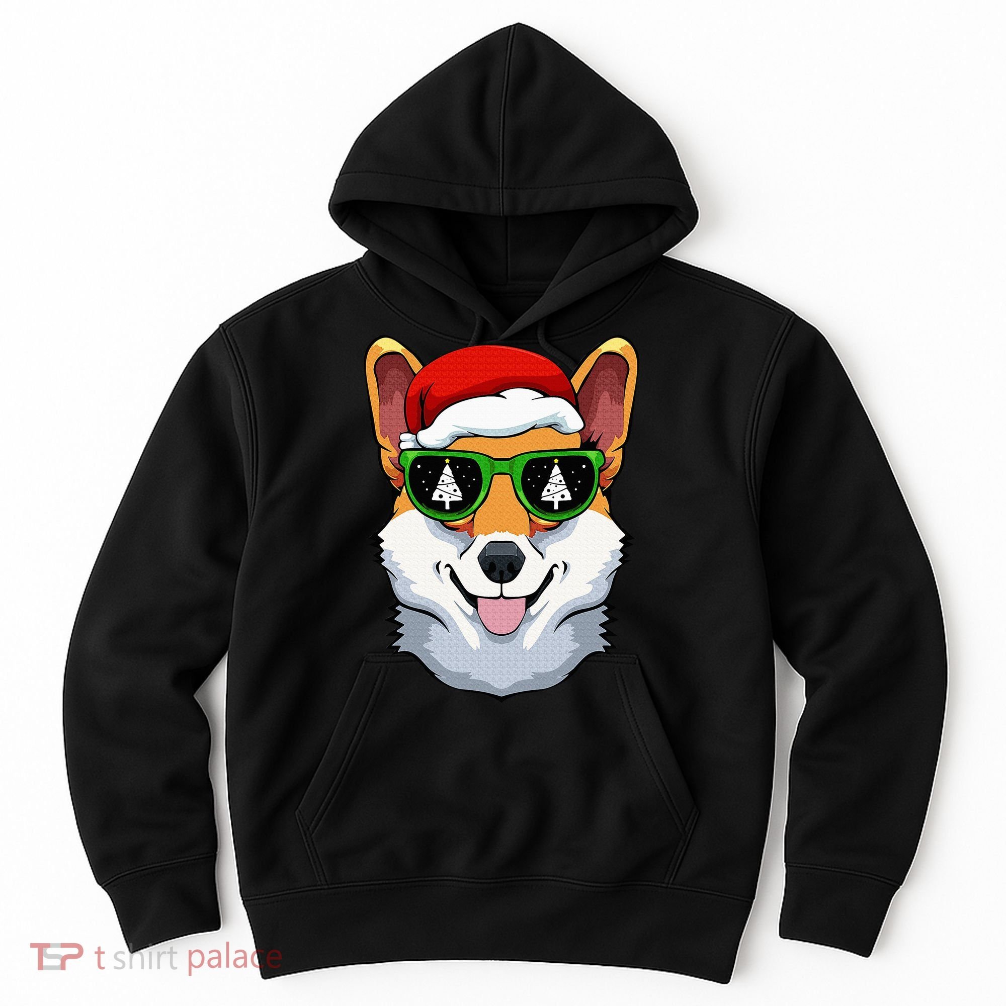 Corgi Sunglasses Christmas Pajama Dog Santa Hat XMas Tree Hoodie