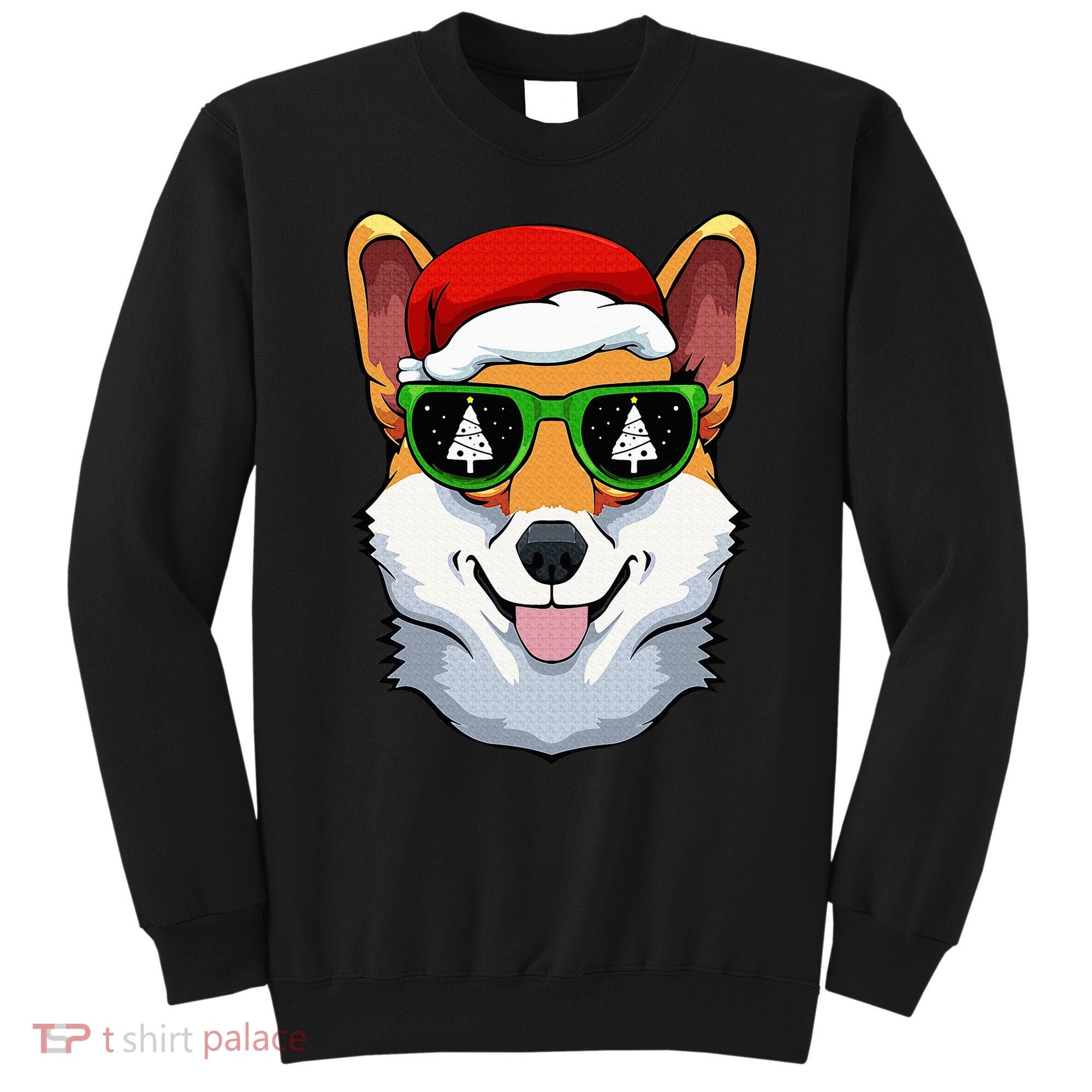 Corgi Sunglasses Christmas Pajama Dog Santa Hat XMas Tree Sweatshirt