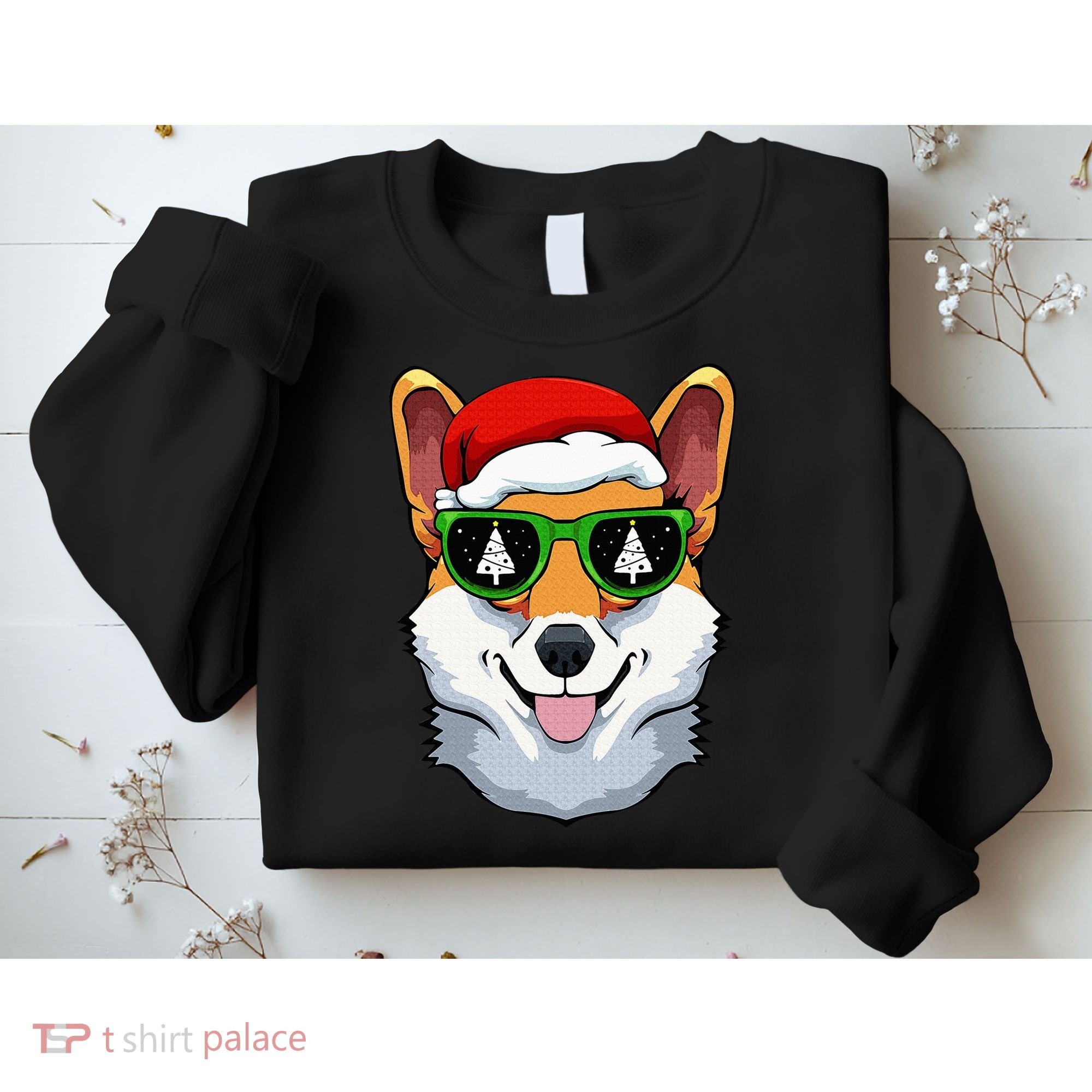 Corgi Sunglasses Christmas Pajama Dog Santa Hat XMas Tree Sweatshirt